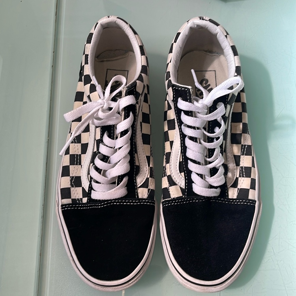 Vans old skool primary check black /white men 8.5 women 10